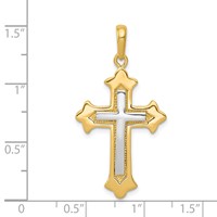 14K Two-tone Fleur De Lis Cross Pendant view 3