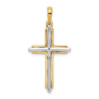 14K Two-tone Fancy Cross Pendant view 1