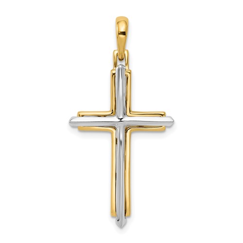 14K Two-tone Fancy Cross Pendant