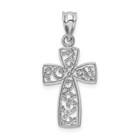 14K White Gold Filigree Cross Pendant view 4