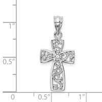 14K White Gold Filigree Cross Pendant view 3