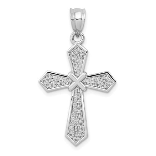 14K White Gold -x- Center Passion Cross Pendant