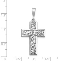 14K White Gold Thorn Cross Pendant view 3