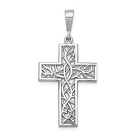 14K White Gold Thorn Cross Pendant view 1