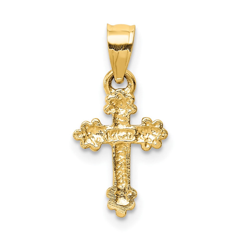 14k Tiny Budded Cross Charm (D1616)