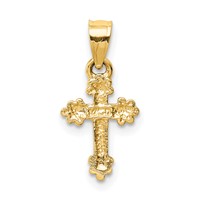 14K Yellow Gold Tiny Budded Cross Charm view 4