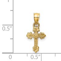 14K Yellow Gold Tiny Budded Cross Charm view 3
