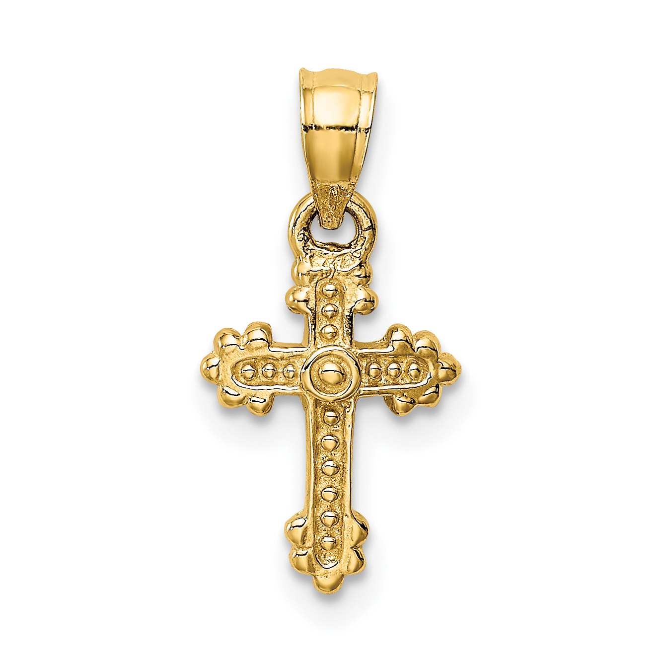14k Tiny Budded Cross Charm (D1616)