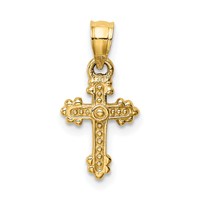 14K Yellow Gold Tiny Budded Cross Charm view 1