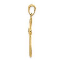 14K Yellow Gold Polished Ribbon Cross Pendant view 2