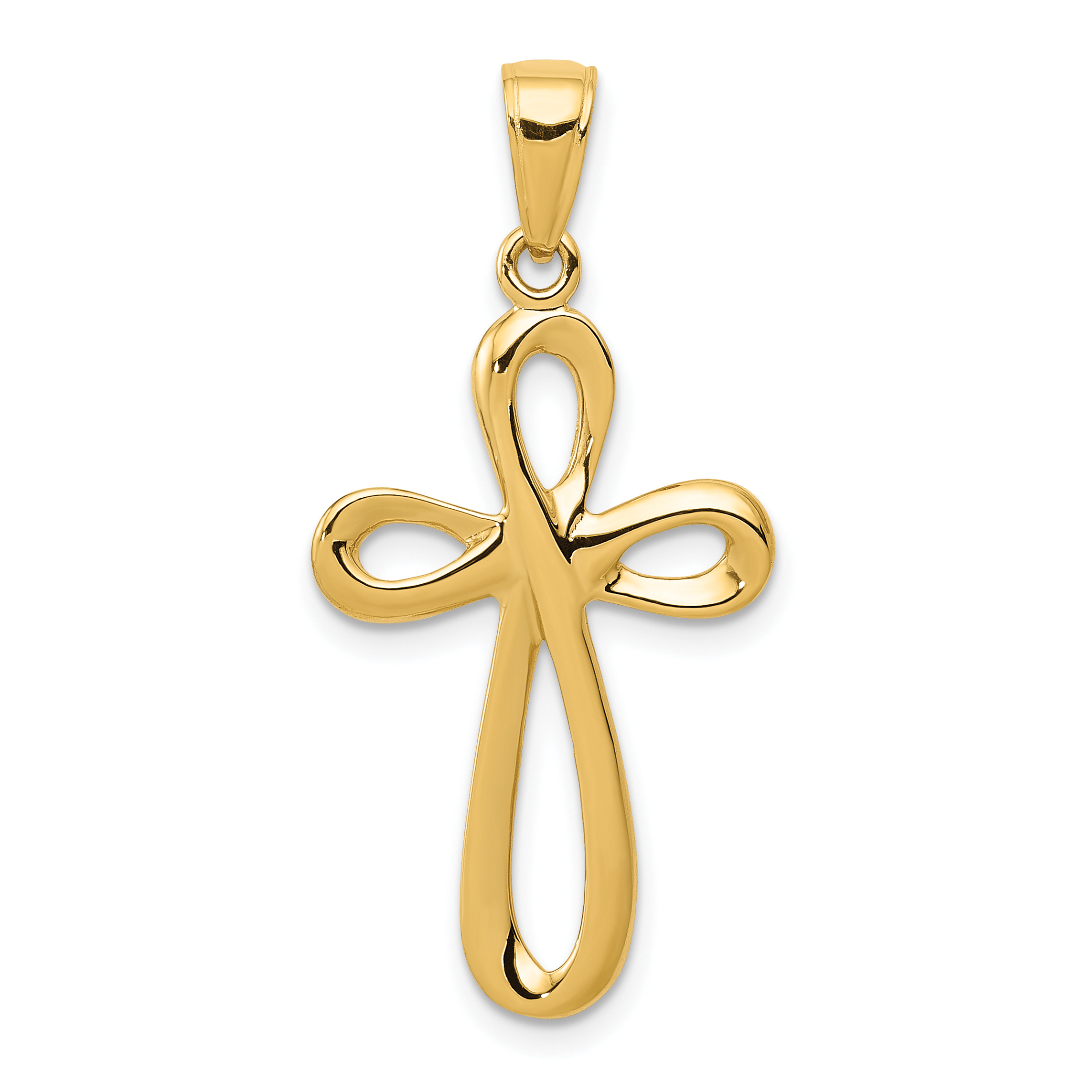 14k Polished Cross Pendant (D1621)