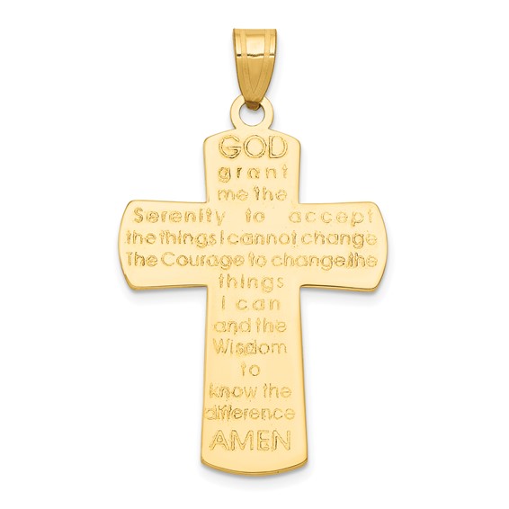 14k Cross Pendant with Serenity Prayer on Back