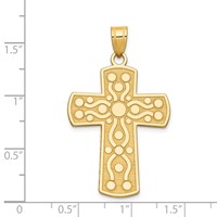 14K Yellow Gold Cross Pendant with Serenity Prayer on Back view 4