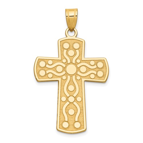 14K Yellow Gold Cross Pendant with Serenity Prayer on Back