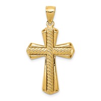 14K Yellow Gold Twisted Cross Pendant view 1