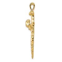 14K Polished and Textured Nail Cross Charm view 2
