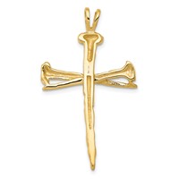 14K Polished and Textured Nail Cross Charm view 4