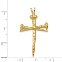 14K Polished and Textured Nail Cross Charm view 3