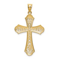 14K and White Rhodium Filigree Cross Pendant view 4