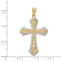 14K and White Rhodium Filigree Cross Pendant view 3