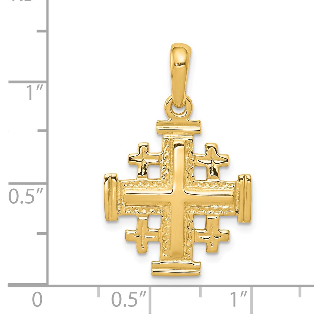 Pre-owned Superdealsforeverything Real 14kt Yellow Gold Jerusalem Cross Pendant