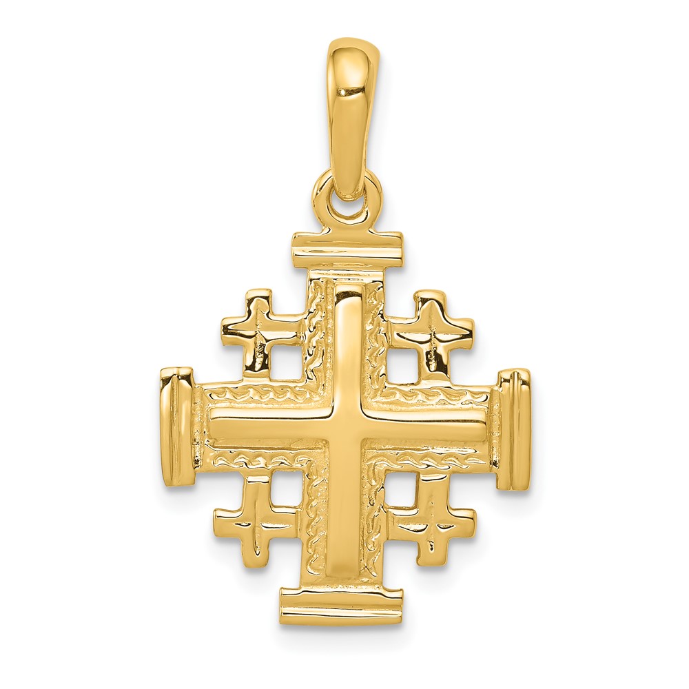 Pre-owned Superdealsforeverything Real 14kt Yellow Gold Jerusalem Cross Pendant
