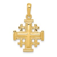 14K Yellow Gold Jerusalem Cross Pendant view 1