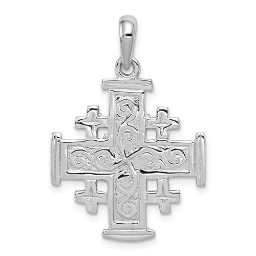 14K White Gold Jerusalem Cross Pendant