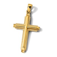 14K Yellow Gold Polished Cross Pendant view 4