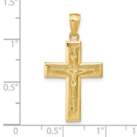 14K Yellow Gold Polished Crucifix Pendant view 3