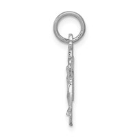 14K White Gold Satin Diamond-cut Crucifix Charm view 2