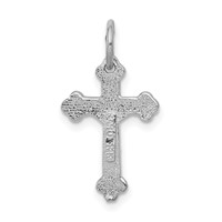 14K White Gold Satin Diamond-cut Crucifix Charm view 4