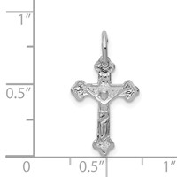 14K White Gold Satin Diamond-cut Crucifix Charm view 3