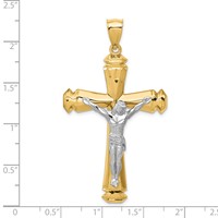14K Polished Two-tone Crucifix Pendant view 3