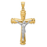 14K Polished Two-tone Crucifix Pendant view 1