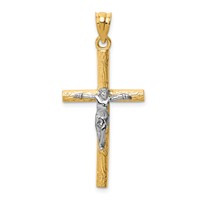 14K Two-tone Crucifix Pendant view 1