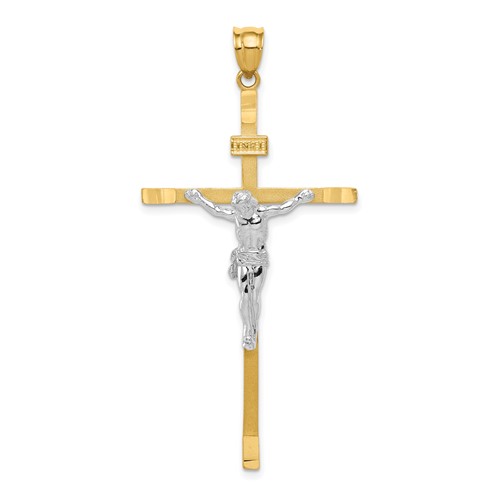 14K Two-tone Crucifix Pendant