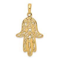 14K Yellow Gold Filigree Chamseh Pendant view 4