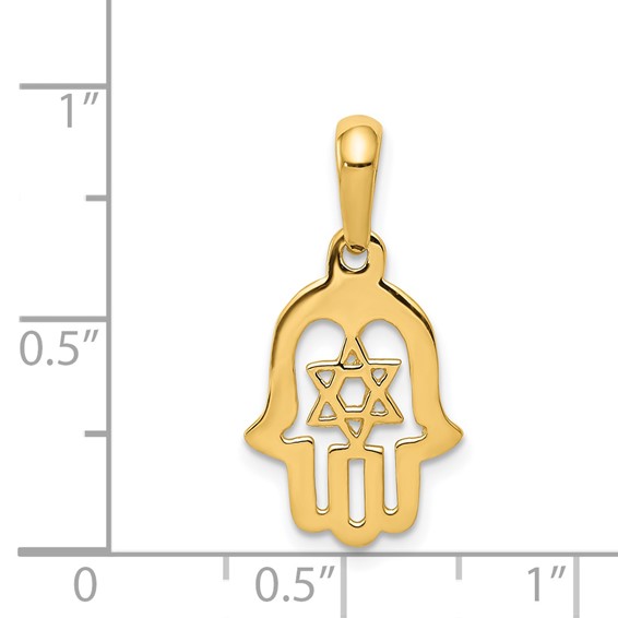 Gold Hamsa with Star of David Pendant