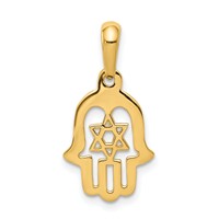 14K Yellow Gold Star of David Chamseh Pendant view 1
