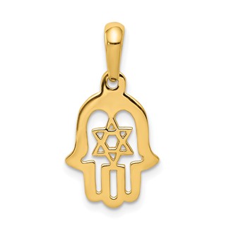 Gold Hamsa with Star of David Pendant