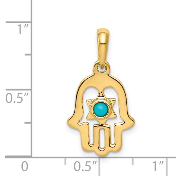 Gold Hamsa with Star of David Pendant