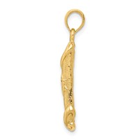 14K Yellow Gold Textured Torah Scroll Pendant with Star of David view 2