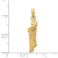14K Yellow Gold Textured Torah Scroll Pendant with Star of David view 3