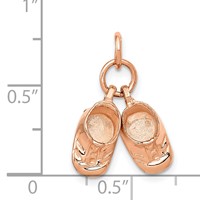 14K Rose Gold 3-D Moveable Baby Shoes Charm view 3