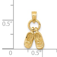 14K Yellow Gold 3-D Moveable Baby Shoes Charm view 3