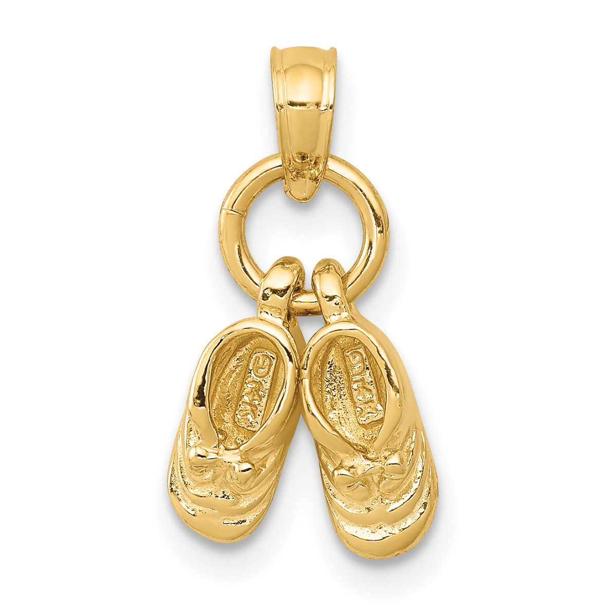 14k 3D Moveable Baby Shoes Charm (D1731)