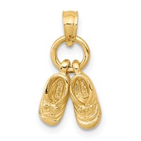 14K Yellow Gold 3-D Moveable Baby Shoes Charm view 1