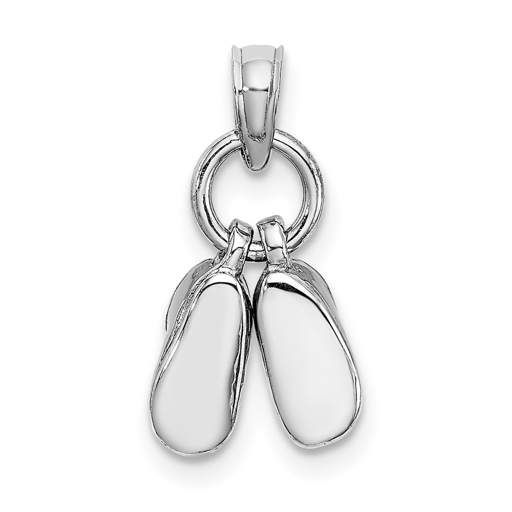 14k 3D Moveable White Gold Baby Shoes Charm (D1731W)