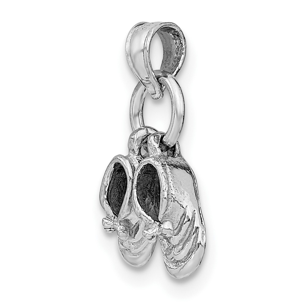 14k 3D Moveable White Gold Baby Shoes Charm (D1731W)